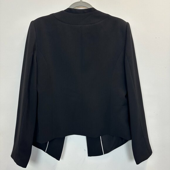 Vince Camuto Black Collarless Open Front Blazer Jacket Size 12 - Picture 2 of 10